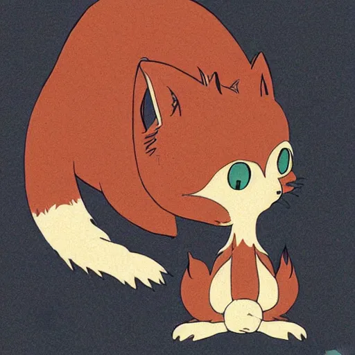 Image similar to ghibli, concept art illustration, fox, white background