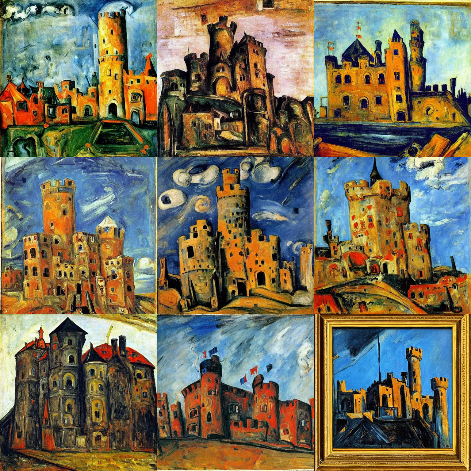 Prompt: medieval castle, by chaim soutine