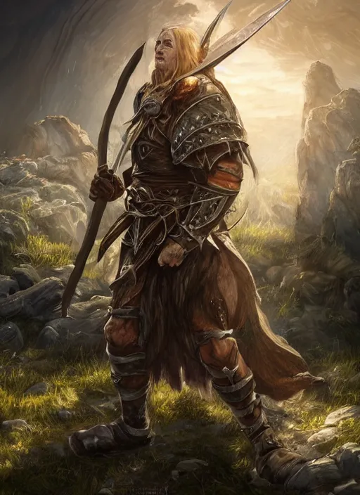 Image similar to blacksmith ultra detailed fantasy, elden ring, realistic, dnd character portrait, full body, dnd, rpg, lotr game design fanart by concept art, behance hd, artstation, deviantart, global illumination radiating a glowing aura global illumination ray tracing hdr render in unreal engine 5