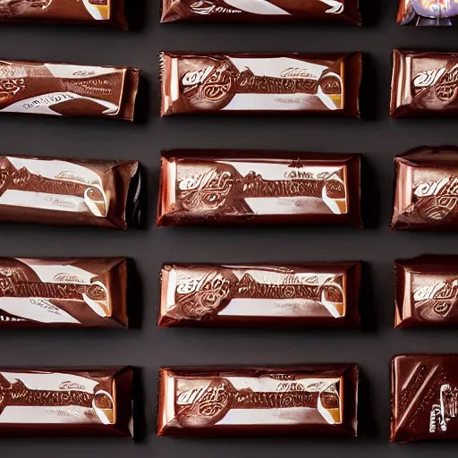 Image similar to chocolate candy bar packaging, 2 0 1 0 s style, very appealing, marketing photo