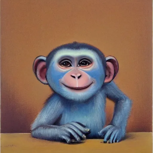 Prompt: The Cute Baby Monkey by Wayne Thiebaud
