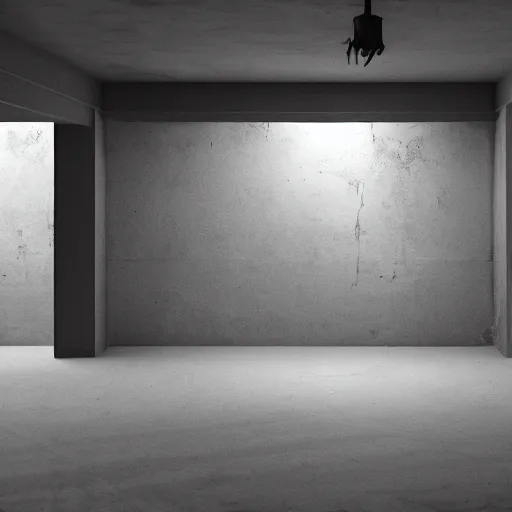 Image similar to gritty, cinematic, liminal space, 3d render, photorealism