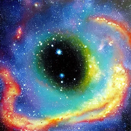 Prompt: “painting of a galaxy that looks like a toxic spill”