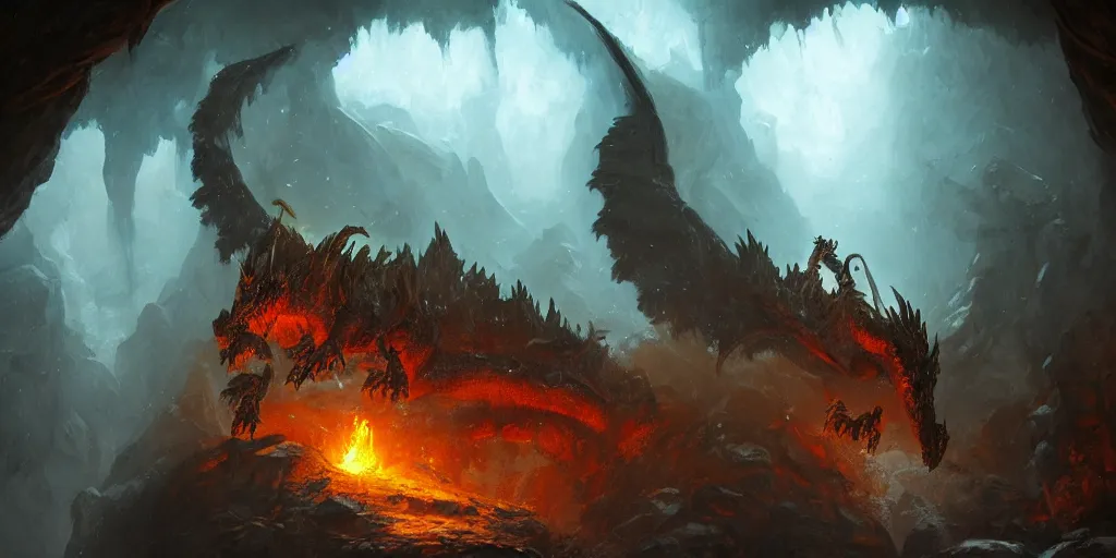 closed up oil painting of one deathwing dragon from | Stable Diffusion