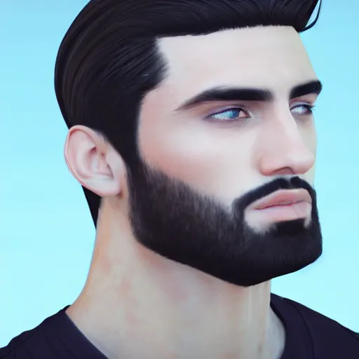 Image similar to a closeup shot of handsome esfand from twitch, gigachad, strong jawline, photorealism, 8k