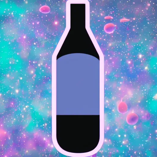 Image similar to bottle with liquid universe, minimalist background