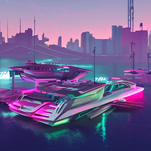 Prompt: cyberpunk yacht club