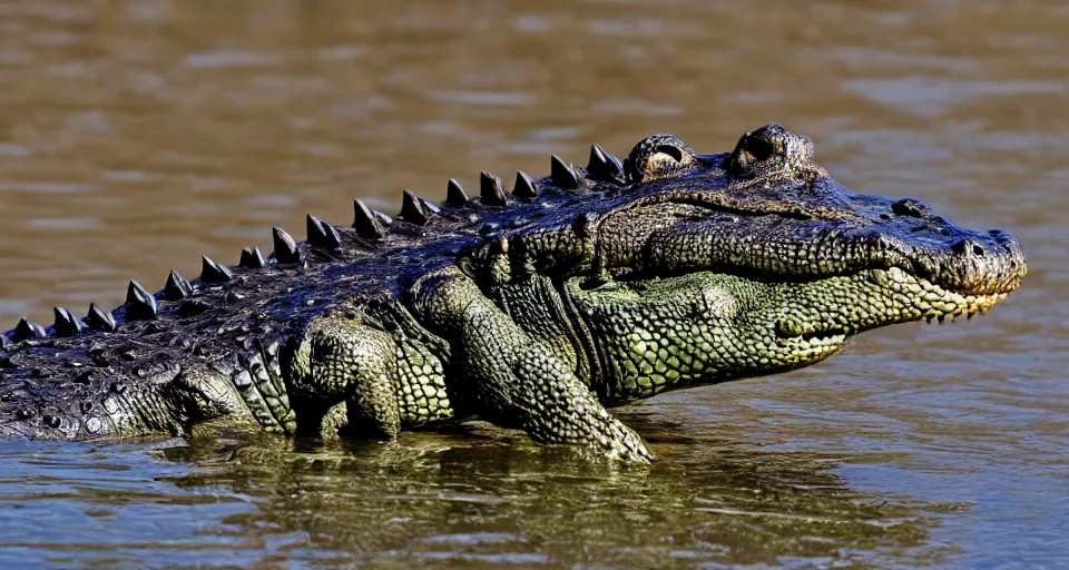 Prompt: an alligator wearing a dress