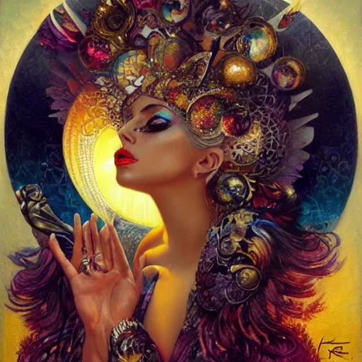 Image similar to lady gaga as the goddess of love, by karol bak