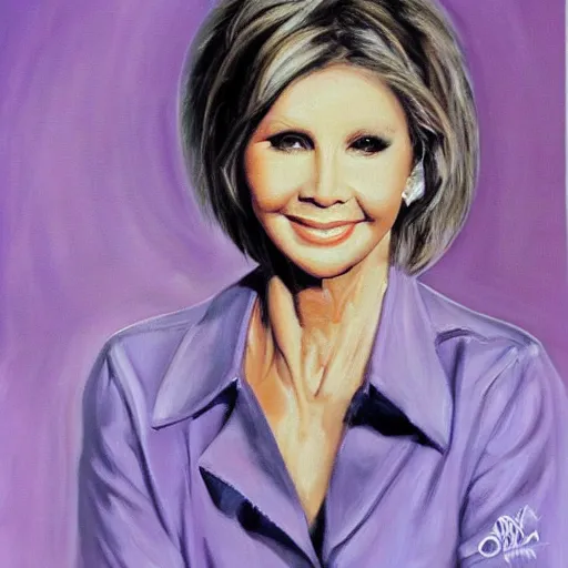 Image similar to a realistic painting of olivia newton john