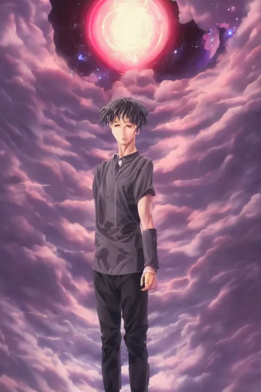 Prompt: full body portrait of anime manga guy emitting psychic powers, straight on, by artgerm, james jean, tom bagshaw, gerald brom, vaporwave colors, lofi colors, vaporwave, lofi, goth vibe, 4 k, smooth, hd, substance designer render, full body character concept art, perfect face, detailed face, symmetrical,