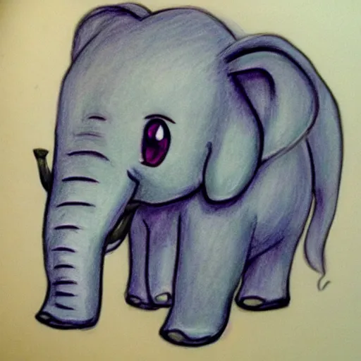 Prompt: Realistic drawing of an elephant in the style of pokemon cartoons