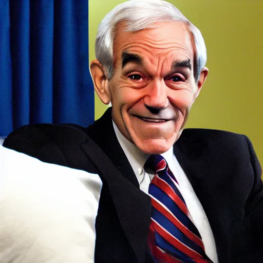 Image similar to ron paul showing off his anime body pillow