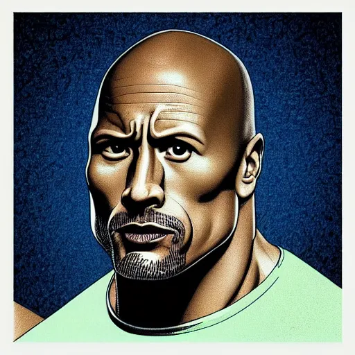 Image similar to “ dwayne johnson retro minimalist portrait by jean giraud, moebius starwatcher comic, 8 k ”