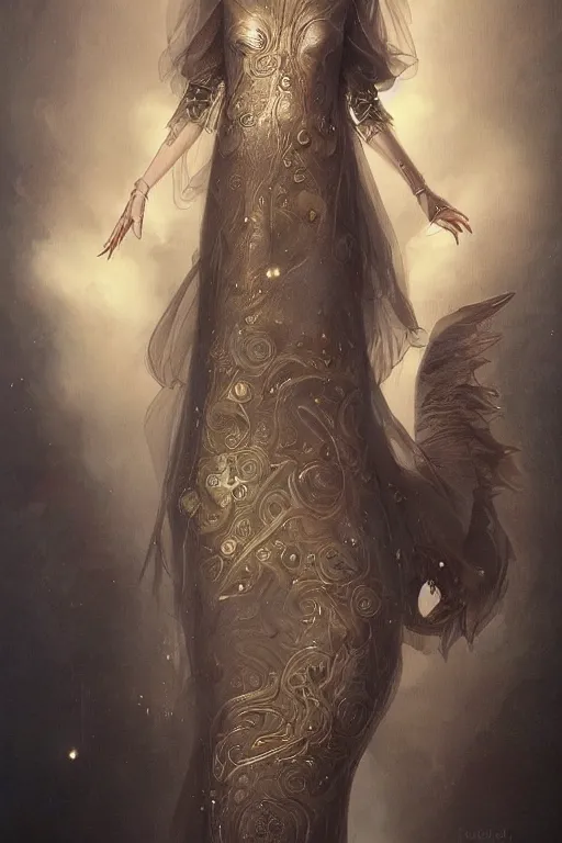 Image similar to ghibli tom bagshaw, curiosities carnival, anime soft paint of a single beautiful female full very tight long metallic suit ornate, accurate features, focus, very intricate ultrafine details, award winning masterpiece