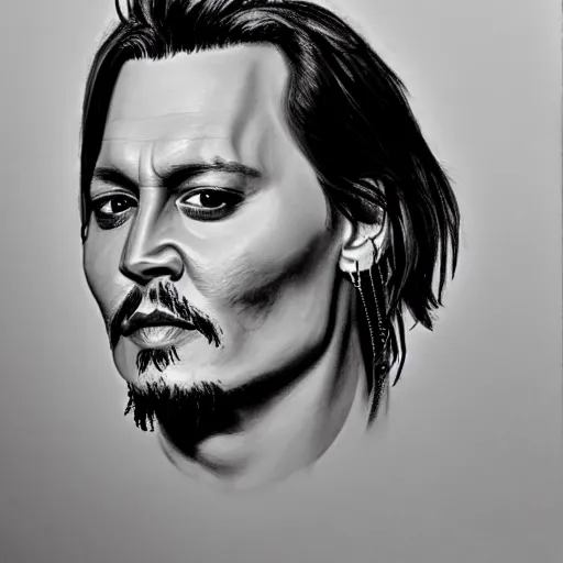 Image similar to a professional pencil sketch of johnny depp, 4 k