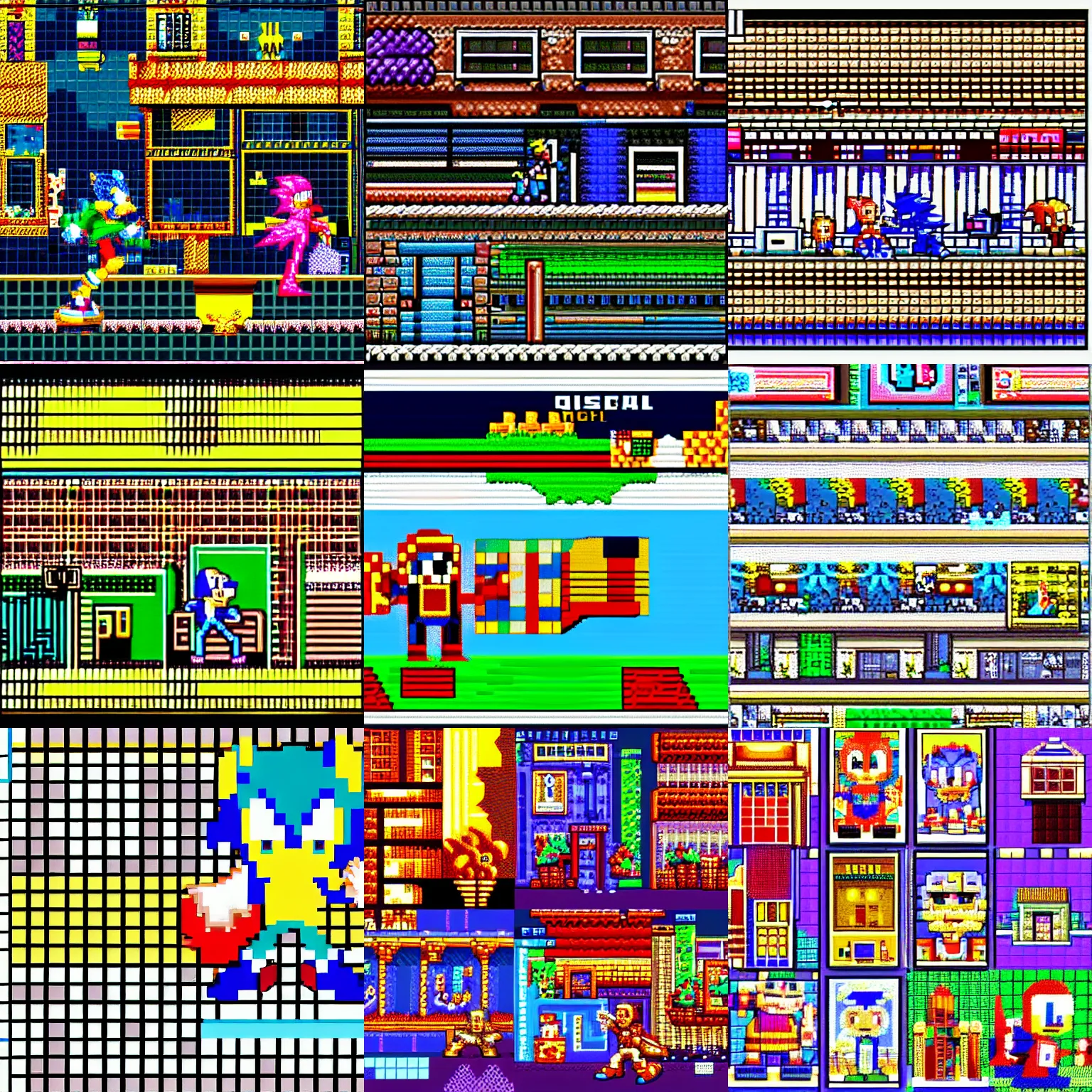 Prompt: pixel art , 16 bits, street city night, 2d,sega megadrive, sonic