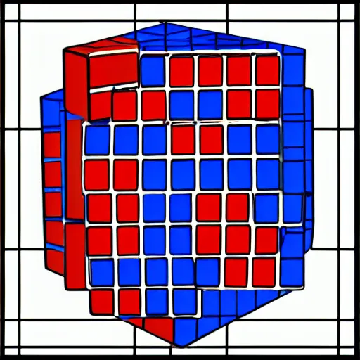 Prompt: rubiks cube blueprints.