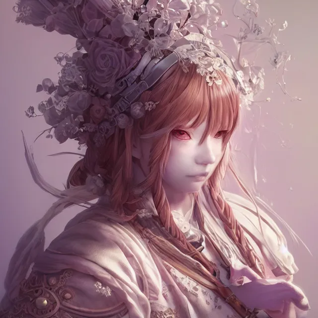 Image similar to studio portrait of neutral good colorful female cleric bard healer as absurdly beautiful, elegant, young sensual anime girl, ultrafine hyperrealistic detailed face illustration by kim jung gi, irakli nadar, intricate linework, sharp focus, bright colors, matte, octopath traveler, final fantasy, unreal engine highly rendered, global illumination, radiant light, intricate environment