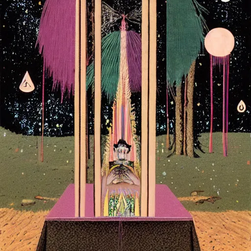 Prompt: amazonas ritual, major arcana symbols, refracted lines and sparkles, by yosuke yamaguchi