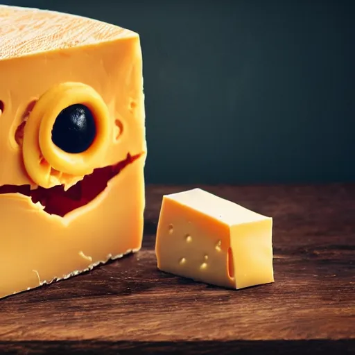 Image similar to a super monster made out of cheese, award winning professional photography, cinematic