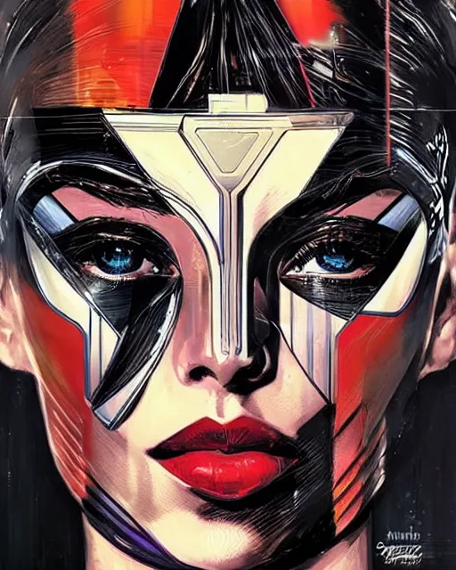 Image similar to portrait of an android, by DC comics and Sandra Chevrier