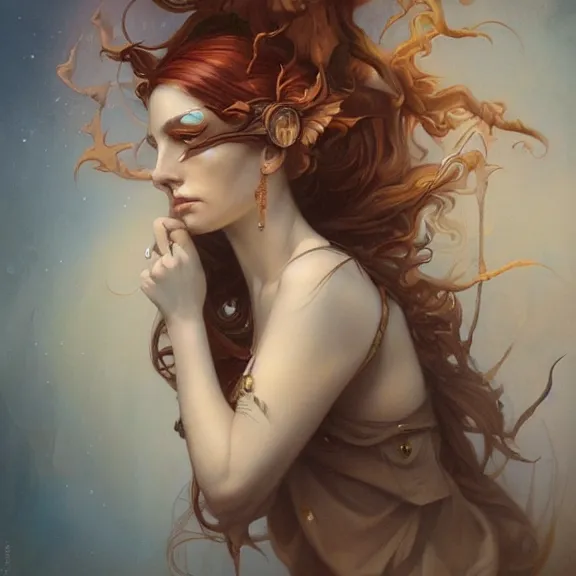 Image similar to a highly detailed beautiful portrait in the style of peter mohrbacher and in the style of jean delville.