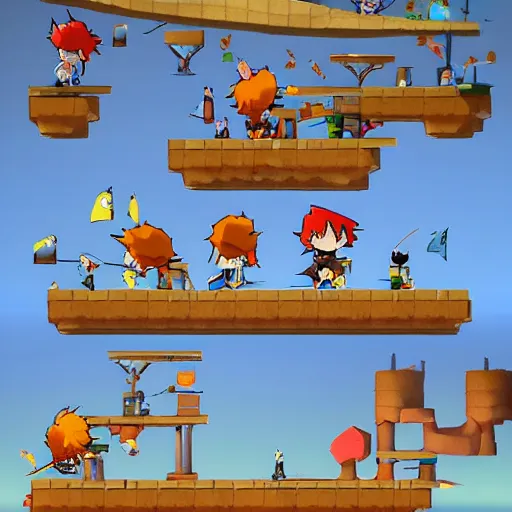 Image similar to <made in unity> <3D anime platformer roguelike> <James Jean art> <Windwaker inspire> Nintendo style