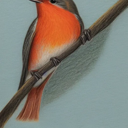 Image similar to a color pencil drawing of a robin bird by natalia rojas, pastel color, wingspan, high quality, artstation, 4 k, realism, photorealism, fine art
