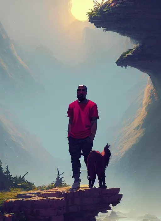 Image similar to highly detailed portrait kanye west posing gta v stephen bliss unreal engine fantasy art by greg rutkowski loish rhads ferdinand knab makoto shinkai lois van baarle ilya kuvshinov rossdraws tom bagshaw global illumination radiant light detailed intricate environment