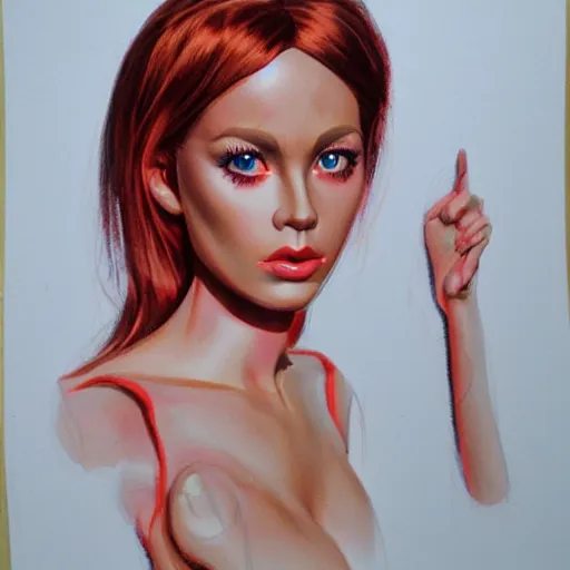 Image similar to detailed details photorealistic horror barbie doll in the style of bob peak and alex ross, gouache and wash paints color, detailed details facial and body and human and environments and proportionate, detailed 5 k details.