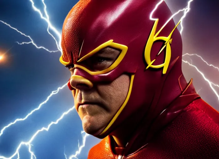 Image similar to film still of jack black as the flash in the new flash movie, 4 k