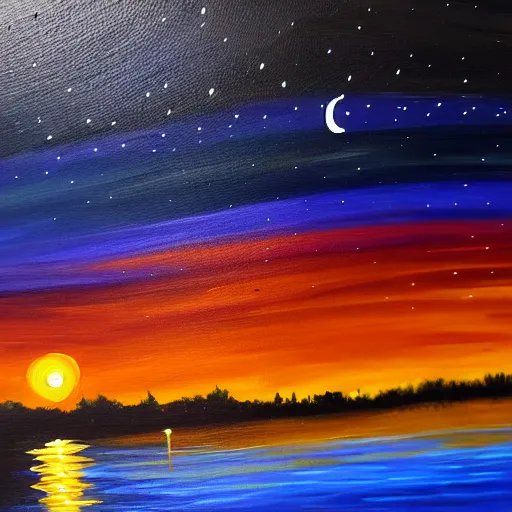 Image similar to night time, midnight. highly detailed painting 8 k