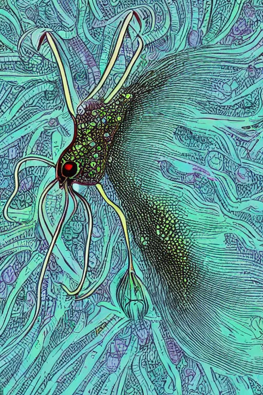 Prompt: a daphnia, highly detailed, digital art, sharp focus, trending on art station, illustration