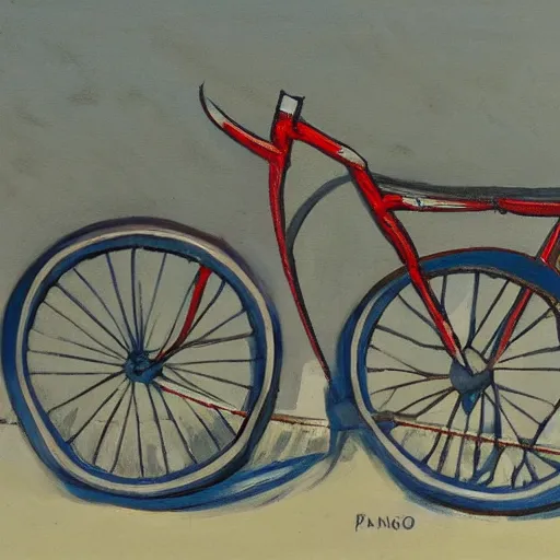 Image similar to a bicycle, painted in the style of pablo amaringo