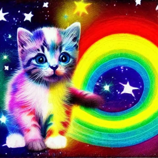 Prompt: rainbow cosmic cute kitten