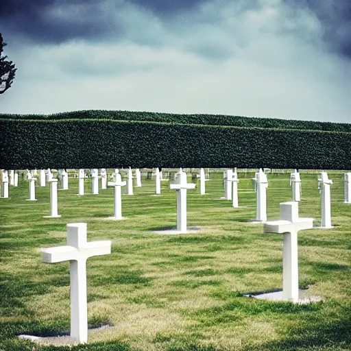 Image similar to “eagle flying over Normandy American Cemetery and Memorial, cinematic, 4k, digital art, award winning”