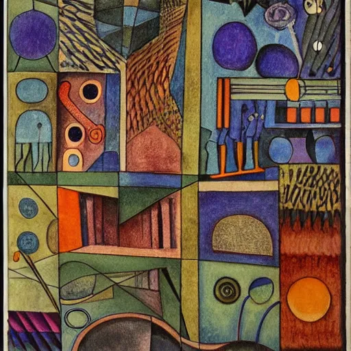 Image similar to musical score that holds a secret message, inspired by klee, bosch, durer. hyperdetailed color pen and ink intricate elaborate, collection of museum of modern art, new york