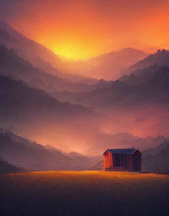 Image similar to a building in a stunning landscape by Alena Aenami