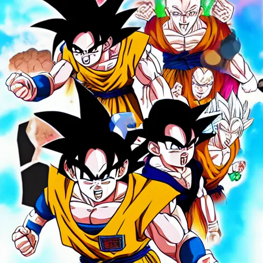 Image similar to dragon ball z drawn by studio trigger