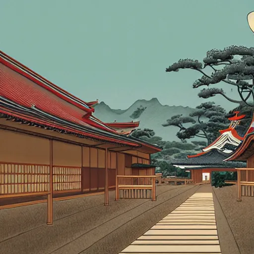 Image similar to Edo Period Japan Town in the American Southwest trending on Artstation