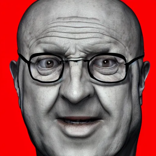 Image similar to avram glazer as the devil reincarnate, owner of manchester united football club, portrait, pure evil, devils horns, avram glazer, satan, hell, 8 k, hyperrealism, symmetry, cinematic lighting - h 9 6 0