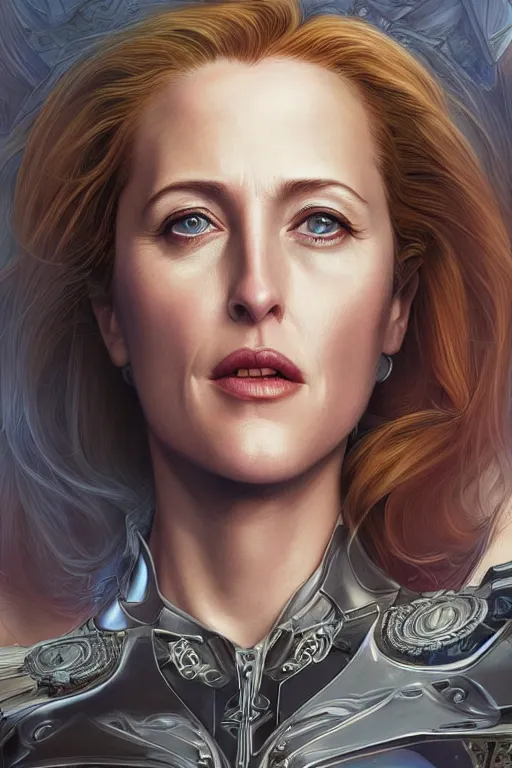 Prompt: young Gillian Anderson as a ruggedly beautiful super heroine, intricate, elegant, highly detailed, centered, digital painting, artstation, concept art, smooth, sharp focus, illustration, art by artgerm and donato giancola and Joseph Christian Leyendecker, Ross Tran, WLOP