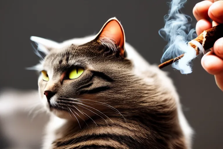 Image similar to a cat smoking cigar, 4k