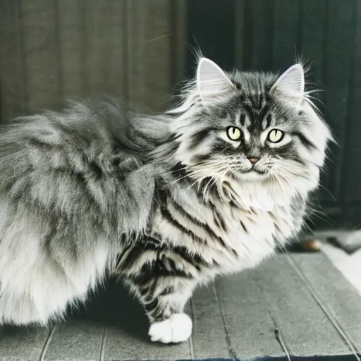Image similar to a grey siberian cat, nikon fe 5 0 mm f / 1. 2