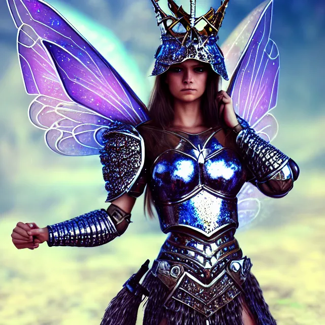 Image similar to fairy warrior queen in sparkling armour, highly detailed, 8 k, hdr, award - winning, trending on artstation, anne stokes, photorealistic