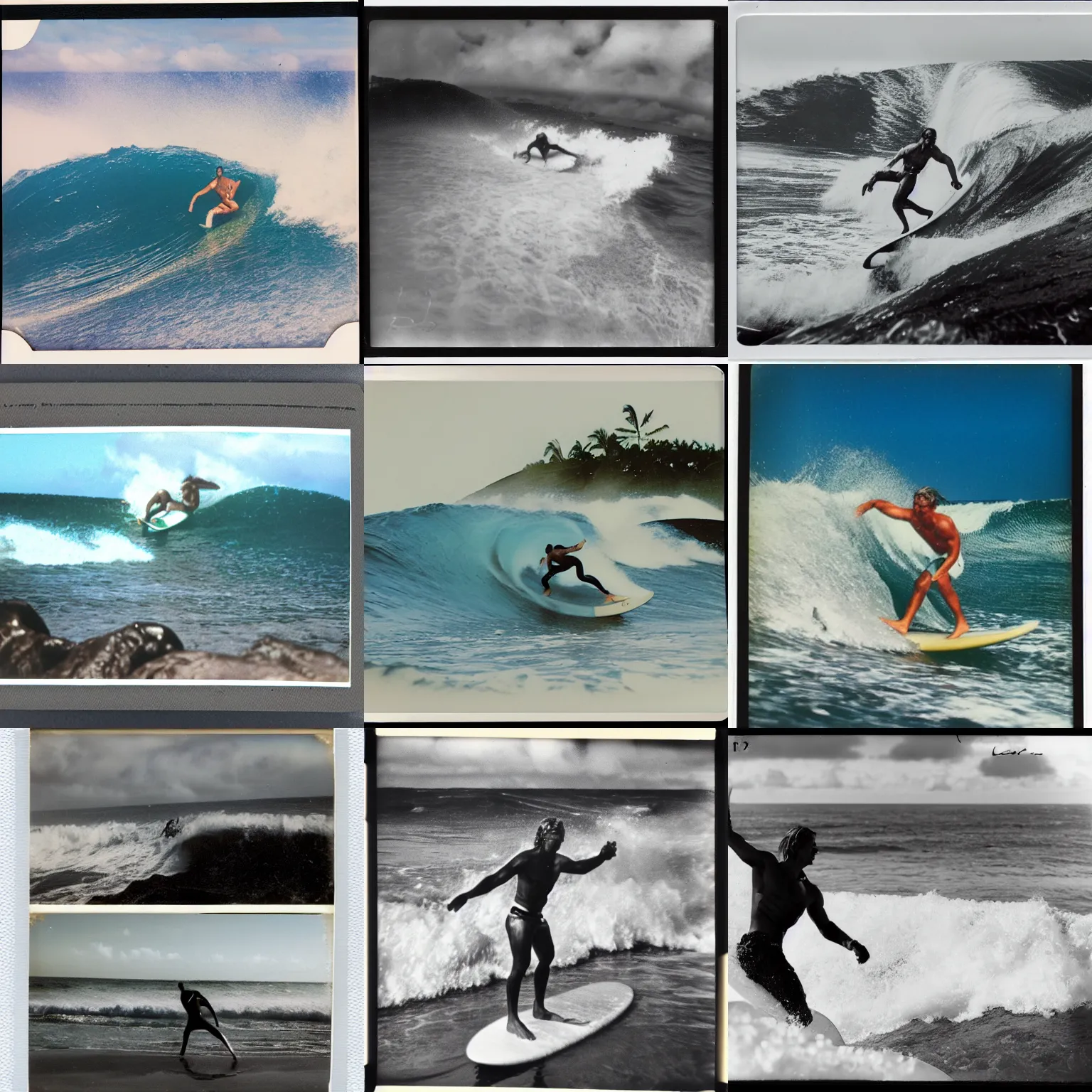 Prompt: vercingetorix making surf in hawai, polaroid,