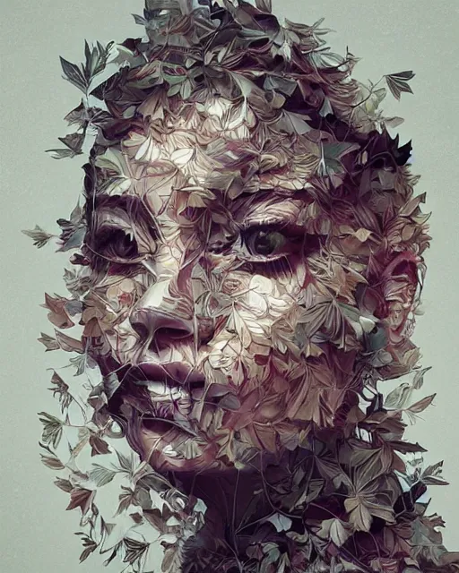 Prompt: portrait of a woman made of leaves. intricate abstract. intricate artwork. by tooth wu wlop beeple dan mumford. trending on artstation