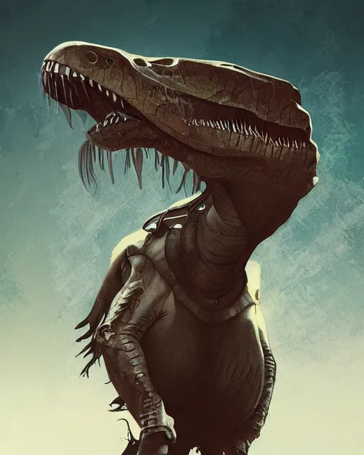 Image similar to Trex as an Apex Legends character digital illustration portrait design by, Brooke Shaden detailed, gorgeous lighting, wide angle action dynamic portrait