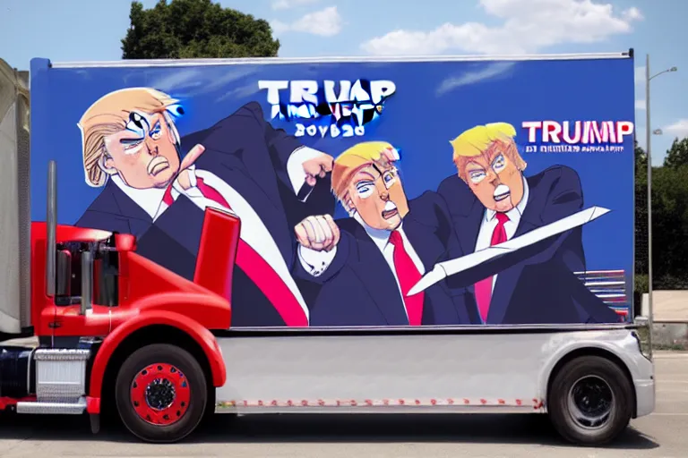 Image similar to trump-truck-wrap-side-shot, anime, anime, anime